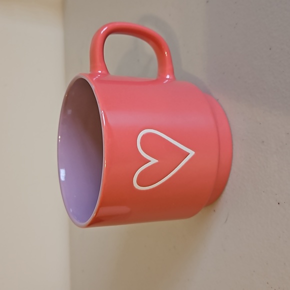 not sure Other - Pink coffee mug with white heart on outside and purple inside